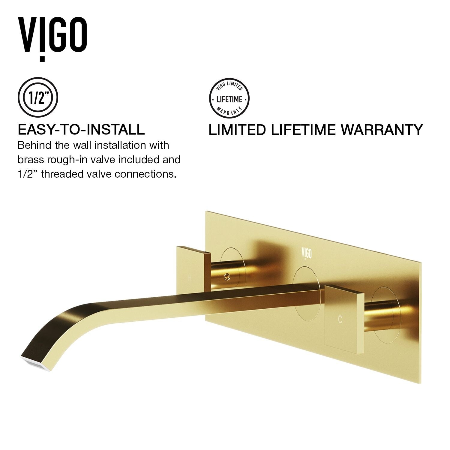 Titus Wall Mount Dual Handle Bathroom Sink Faucet, Eco-Friendly 1.2 GPM Flow Rate, Matte Brushed Gold R7C1 - product image 8