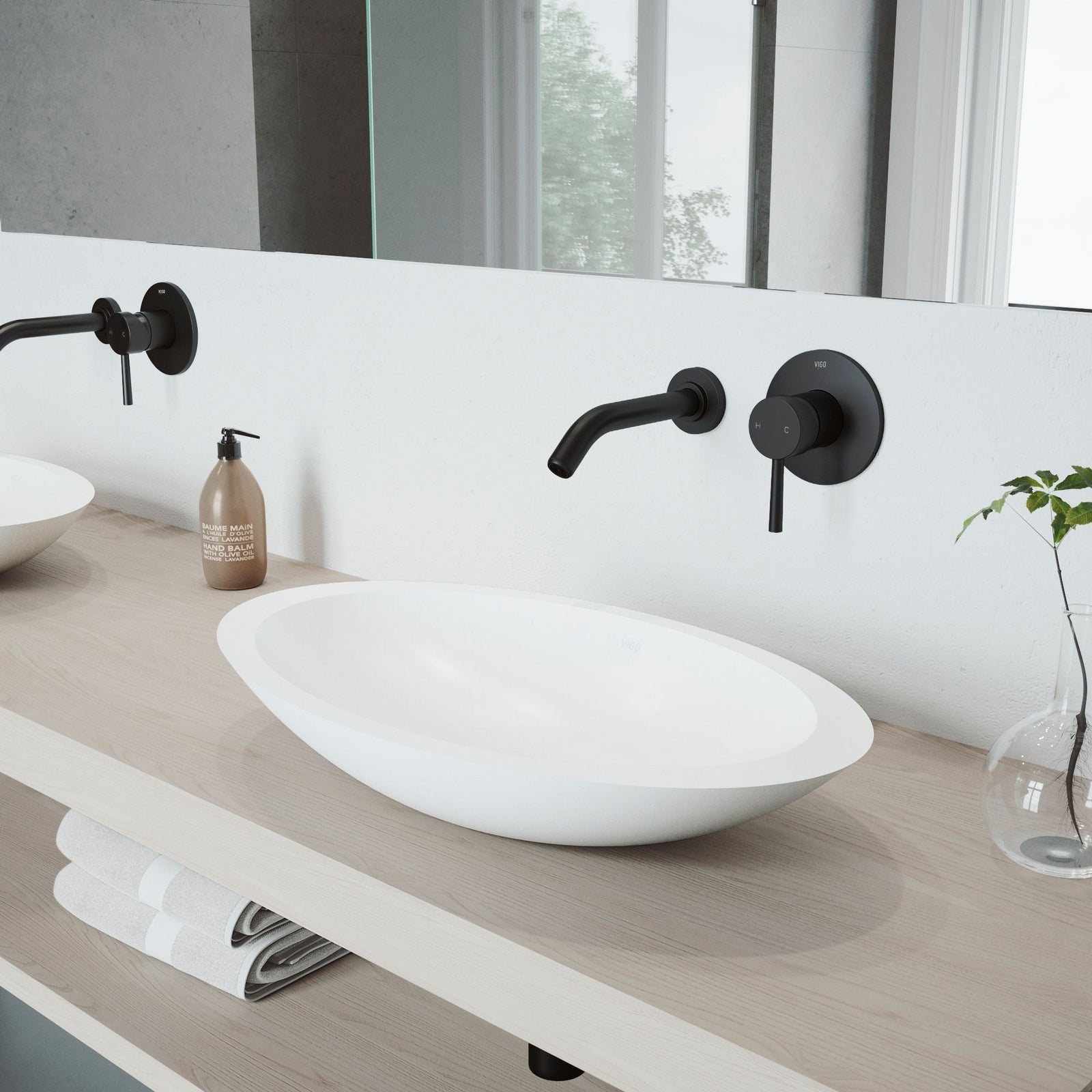 Wisteria White Bathroom Sink Set with Matte Black Olus Faucet D8Y6 - product image 8