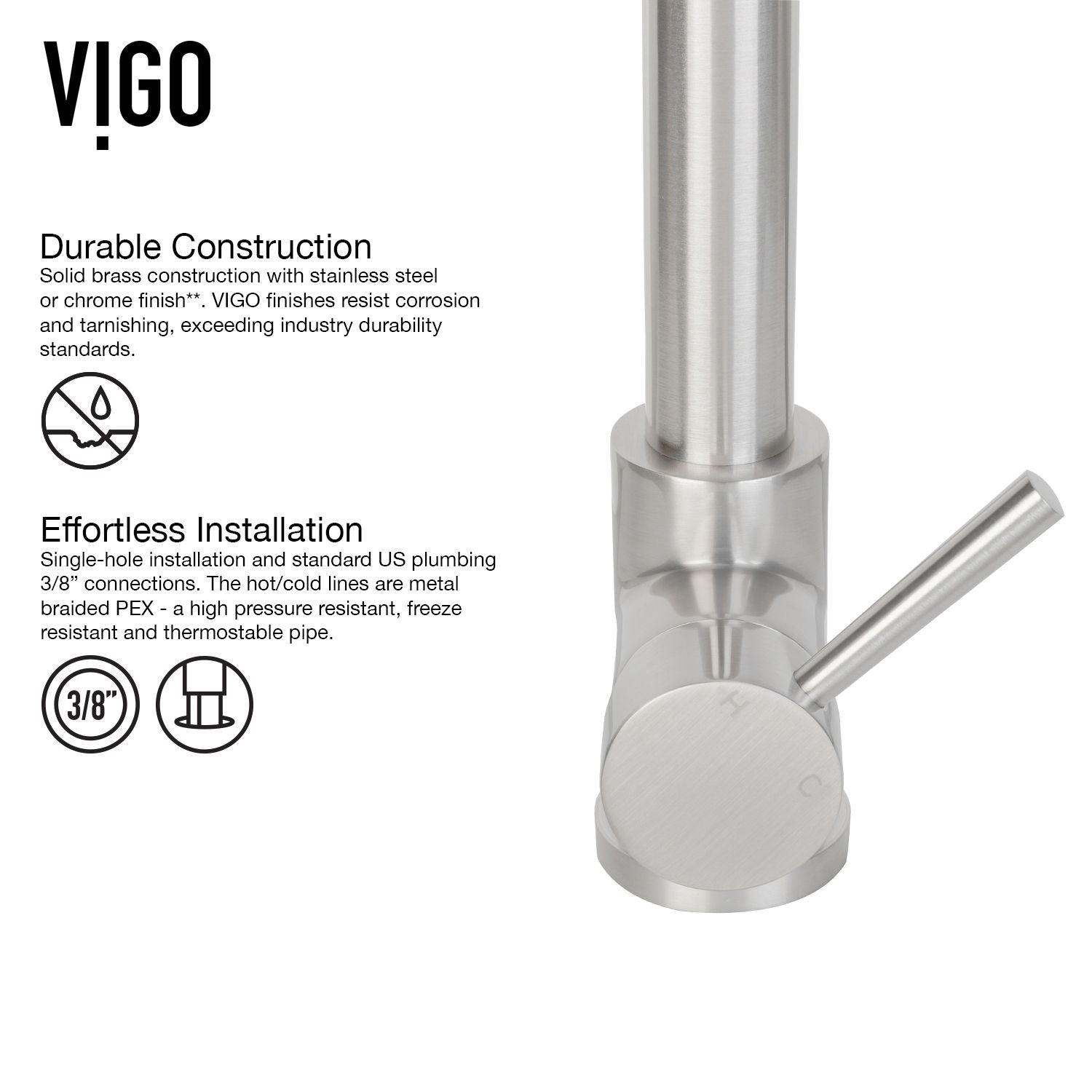 Zurich Single Handle Pull Down Spray Kitchen Faucet, Stainless Steel X4K8 - product image 6
