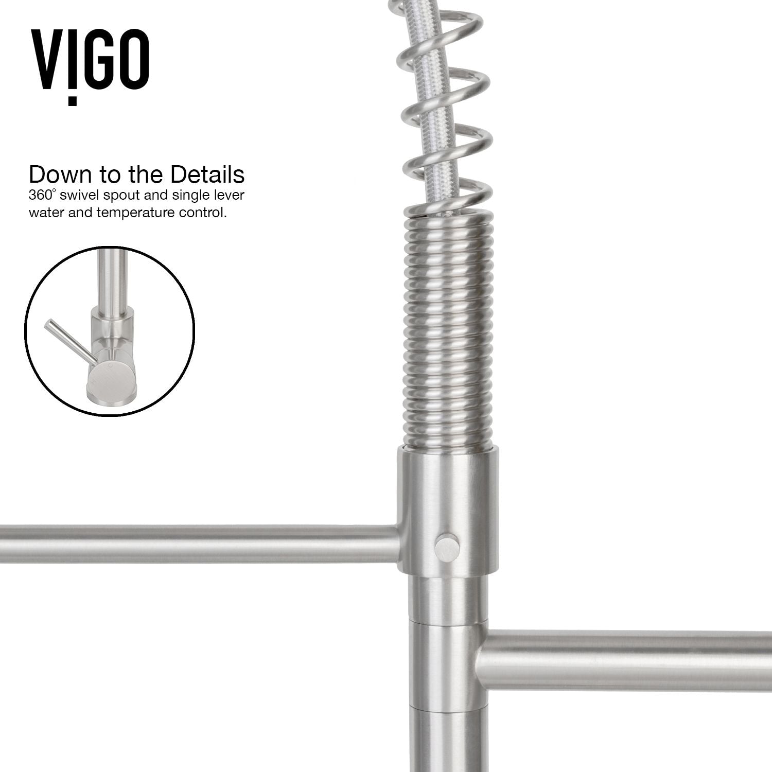 Zurich Single Handle Pull Down Spray Kitchen Faucet, Stainless Steel X4K8 - product image 7