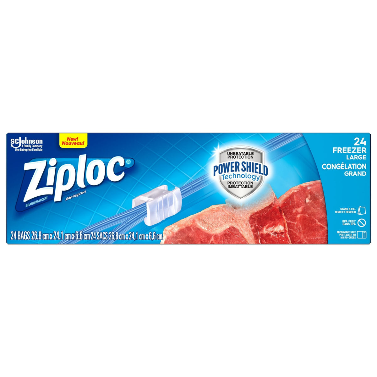 Large Slider Plastic Freezer Bag, 950-mL, 24-pk K9G7 - product image 1