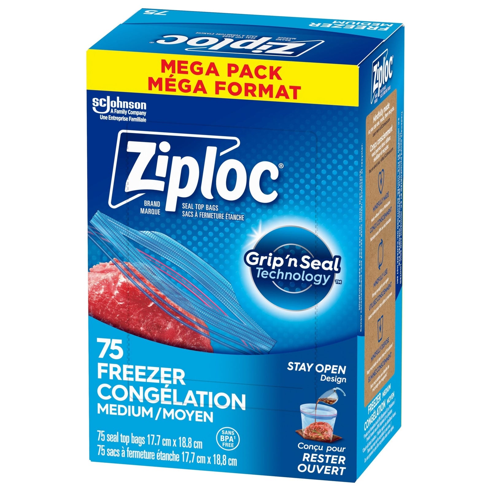 Medium Plastic Freezer Bags Mega Pack, 520-mL, 75-pk J9E7 - product image 1