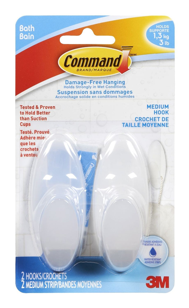 3M Command Medium Bathroom Hook, 2-pk B1A6