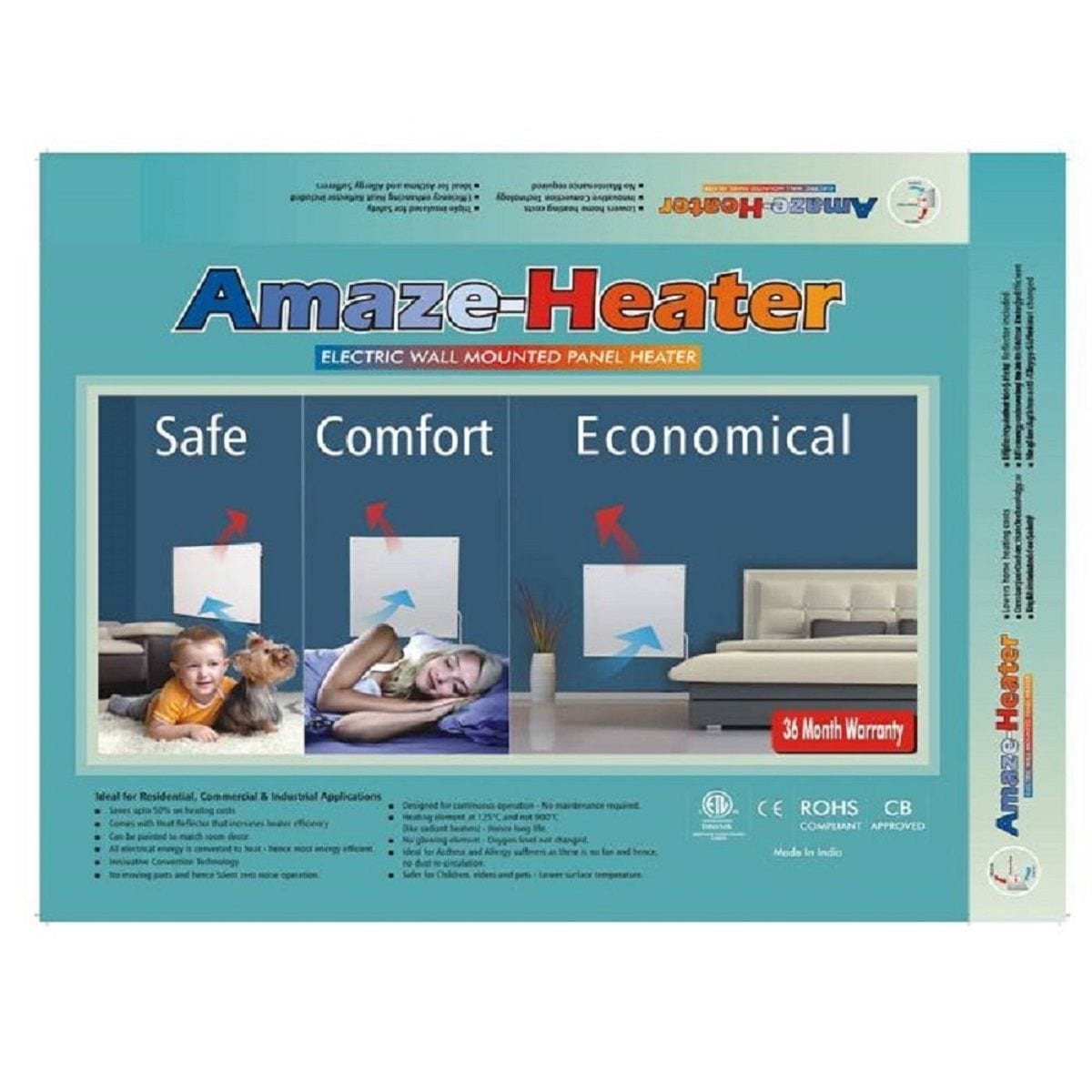 Heater Ceramic Electric Wall-Mounted Heater, 250W, White E3E7 - product image 2