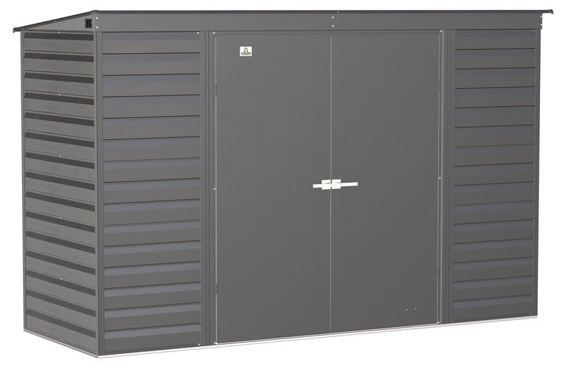 Select Galvanized Steel Storage Shed, Charcoal, 10-ft x 4-ft E1B0