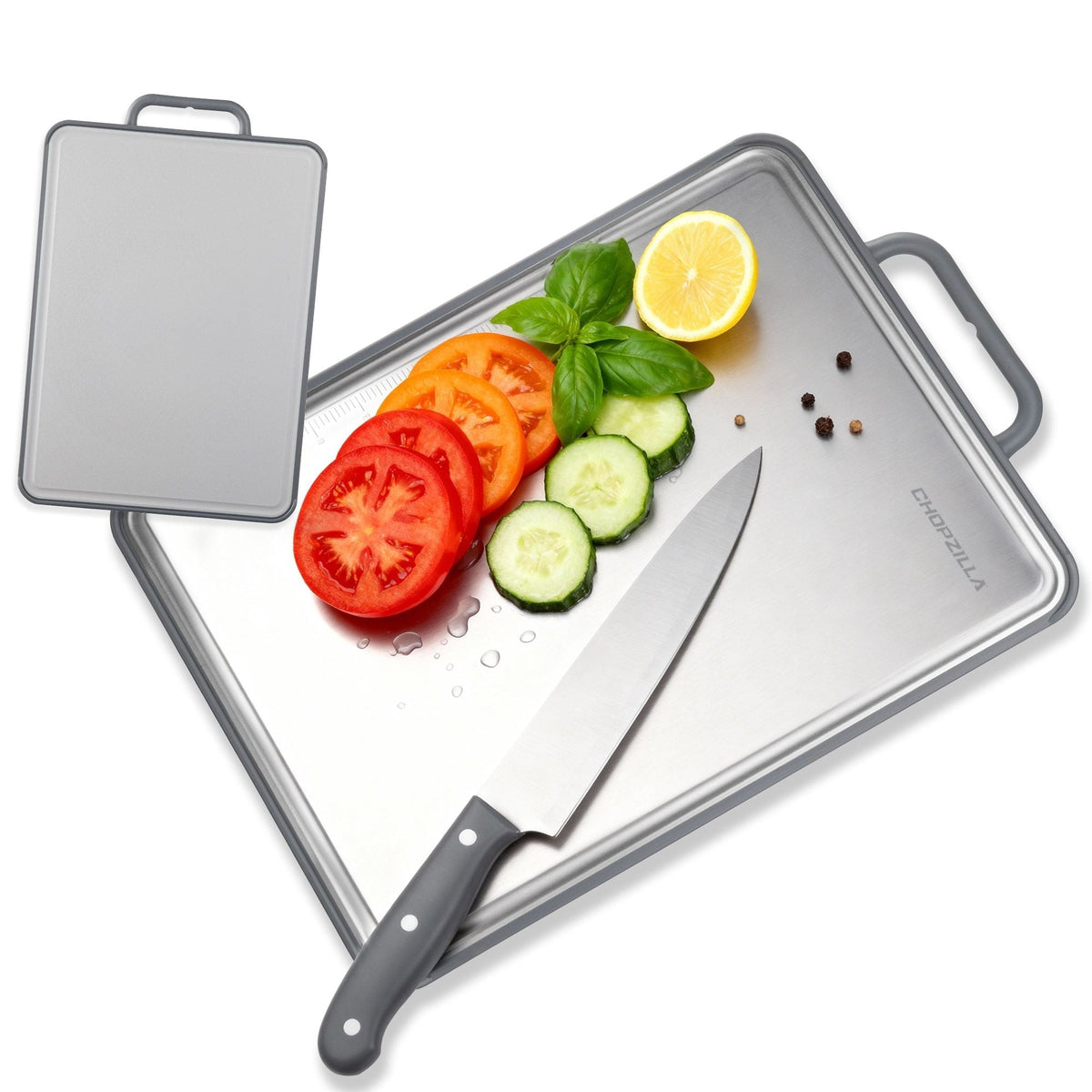 Chopzilla Titanium Dual Sided Cutting Board with Handle, Non-Slip, 15.7-in V1L1 - product image 1