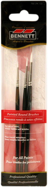 Professional Artist Pointed Round Tip Paint Brushes, 3-pk V5V1 - product image 1
