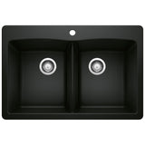 50/50 Double Bowl Dual Mount Kitchen Sink, Black, 33-in H9V3 - product image 1
