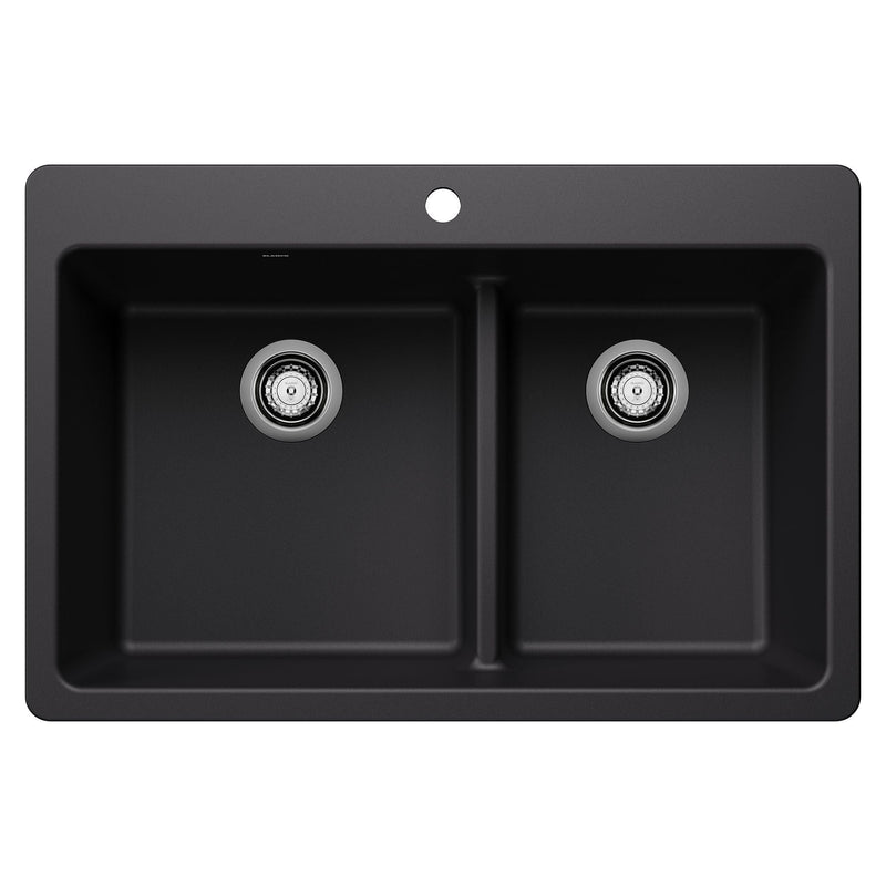 Dual Mount Kitchen Sink with Low Divide, Black, 33-in R8S9