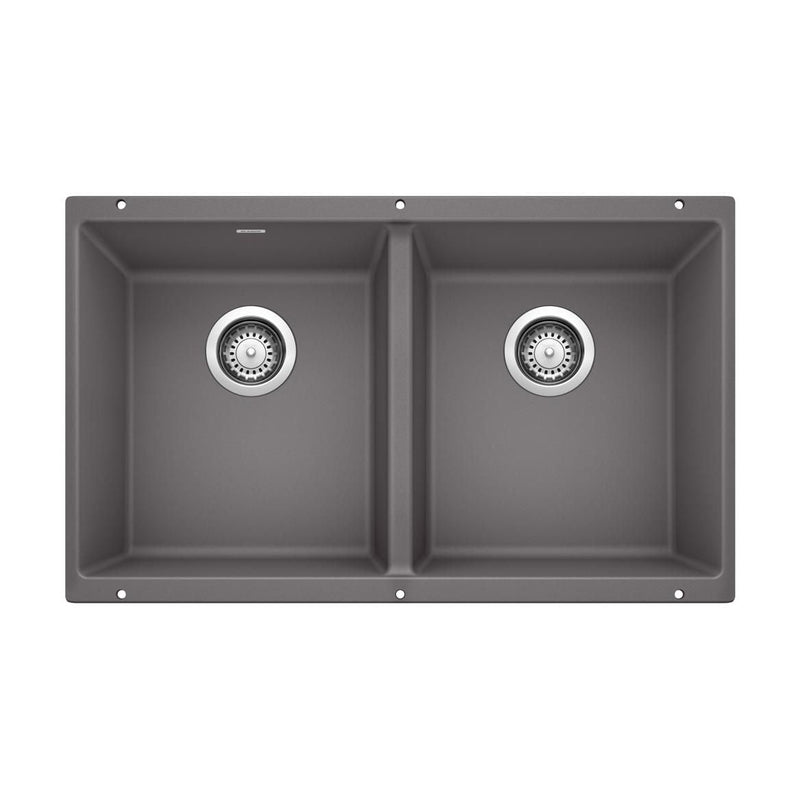 Precis SILGRANIT 29-in 50/50 Double Bowl Undermount Kitchen Sink, Cinder H7M4