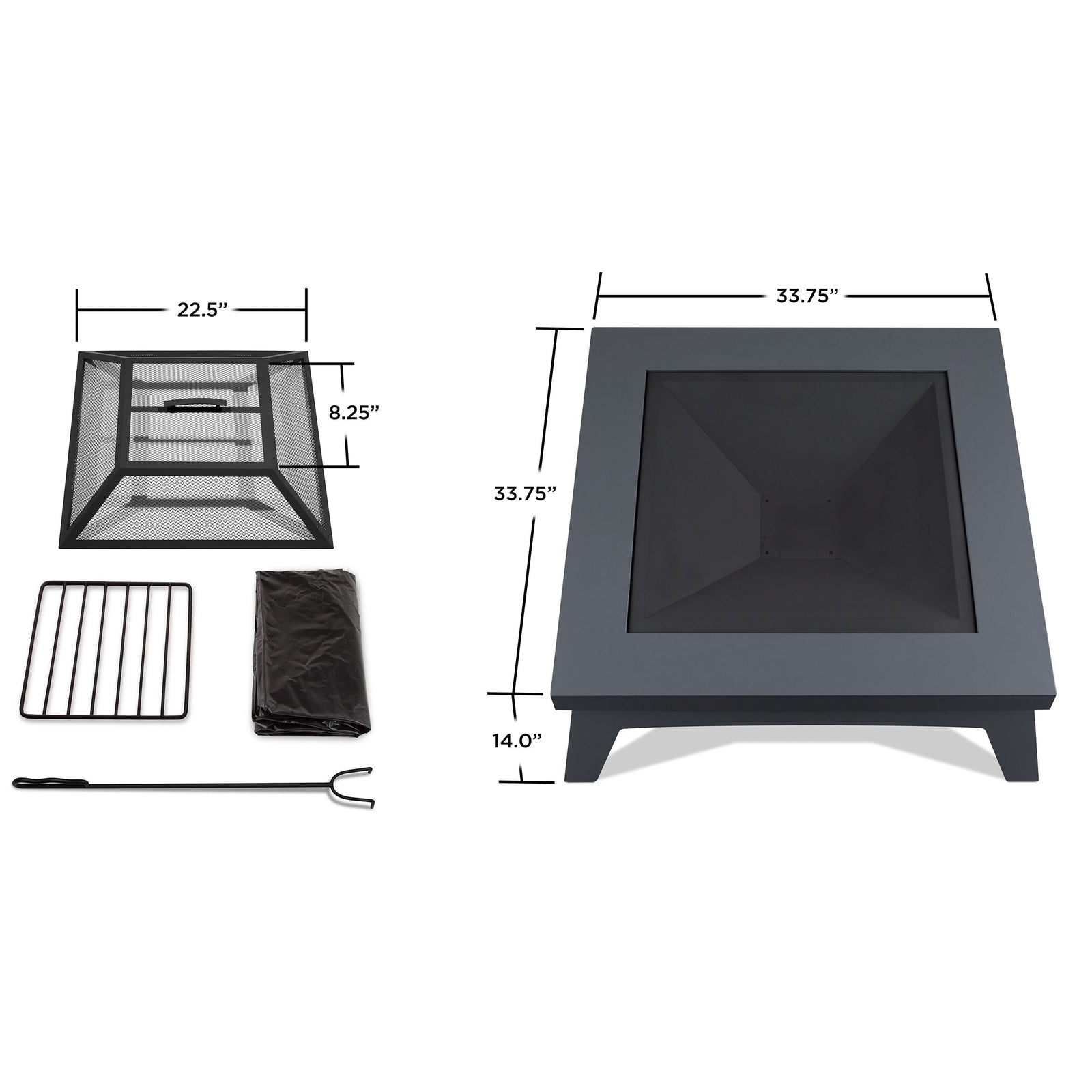 Square Steel Wood Burning Fire Pit in Gray, 37-in D3T3 - product image 5