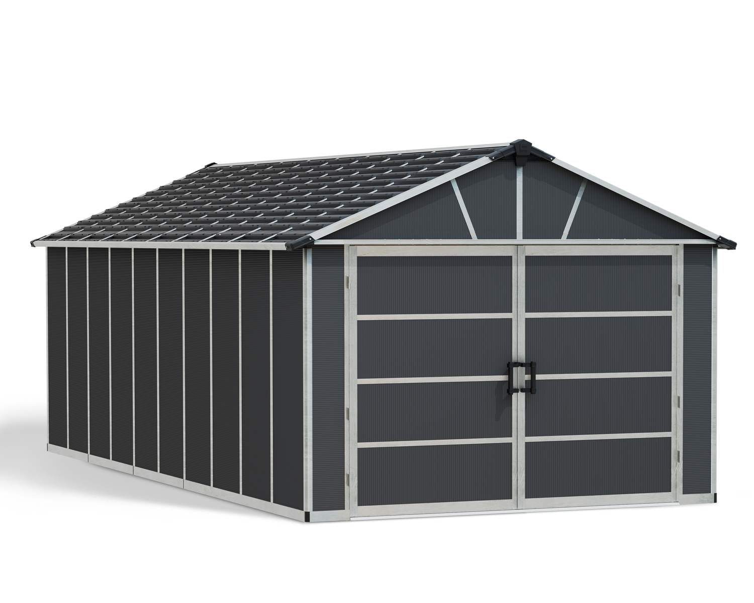 by Palram Yukon 2-Door Car Garage/Utility Storage Shed Kit, Dark Grey, 11x21-ft F9L5 - product image 1