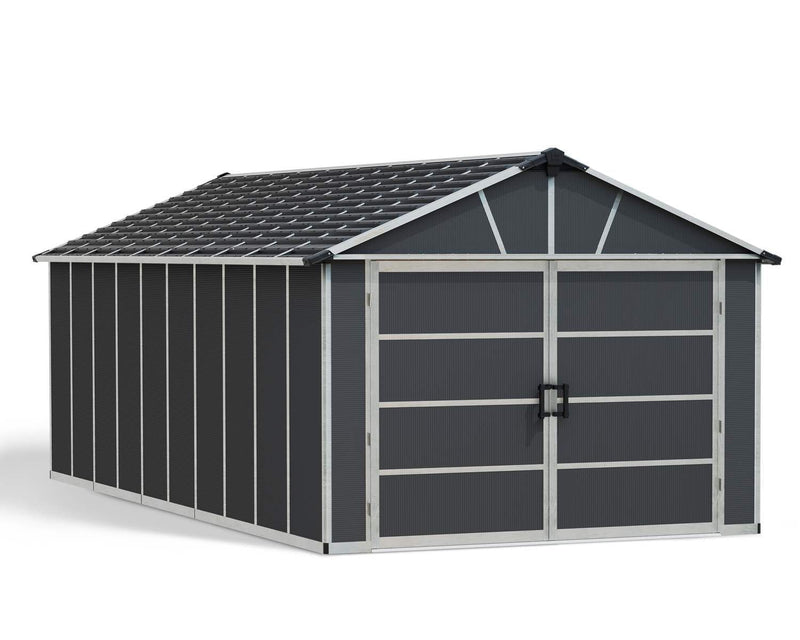 by Palram Yukon 2-Door Car Garage/Utility Storage Shed Kit, Dark Grey, 11x21-ft F9L5