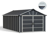 by Palram Yukon 2-Door Car Garage/Utility Storage Shed Kit, Dark Grey, 11x21-ft F9L5 - product image 3
