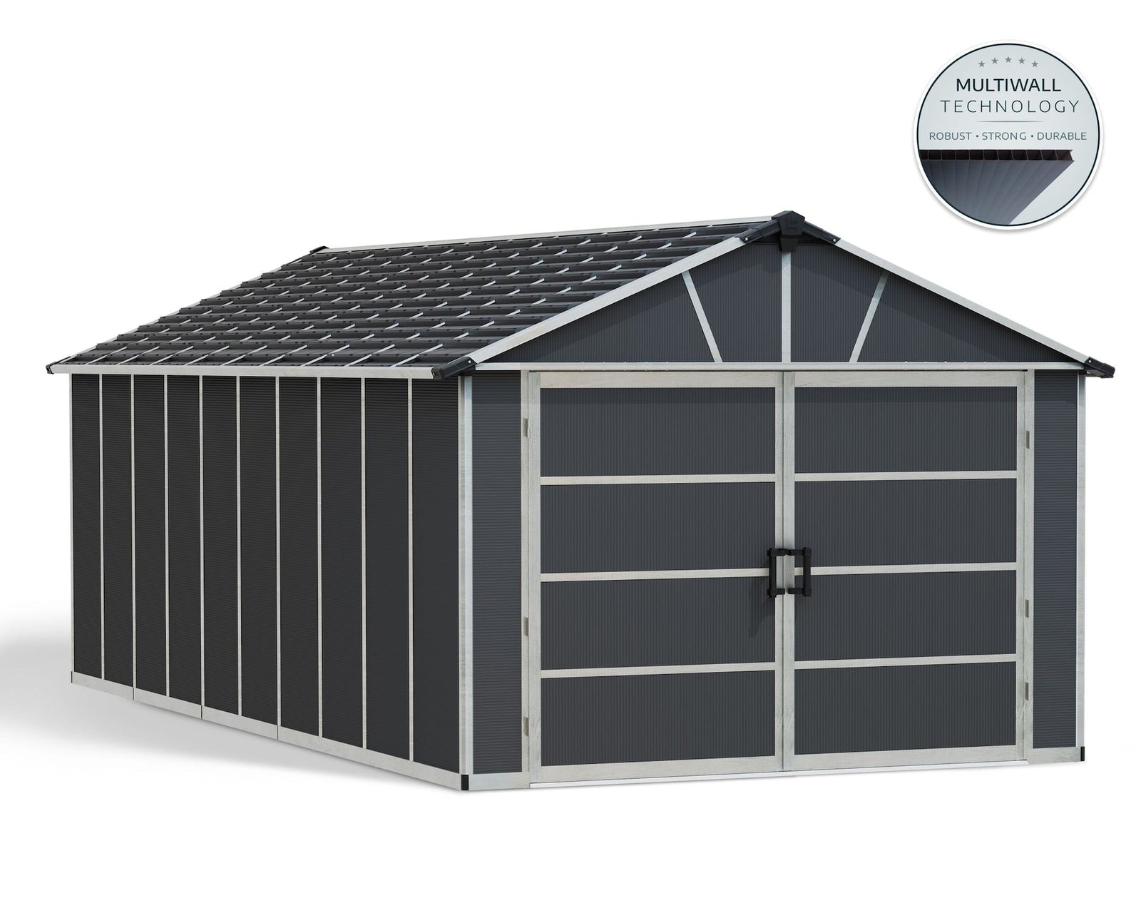 by Palram Yukon 2-Door Car Garage/Utility Storage Shed Kit, Dark Grey, 11x21-ft F9L5 - product image 3
