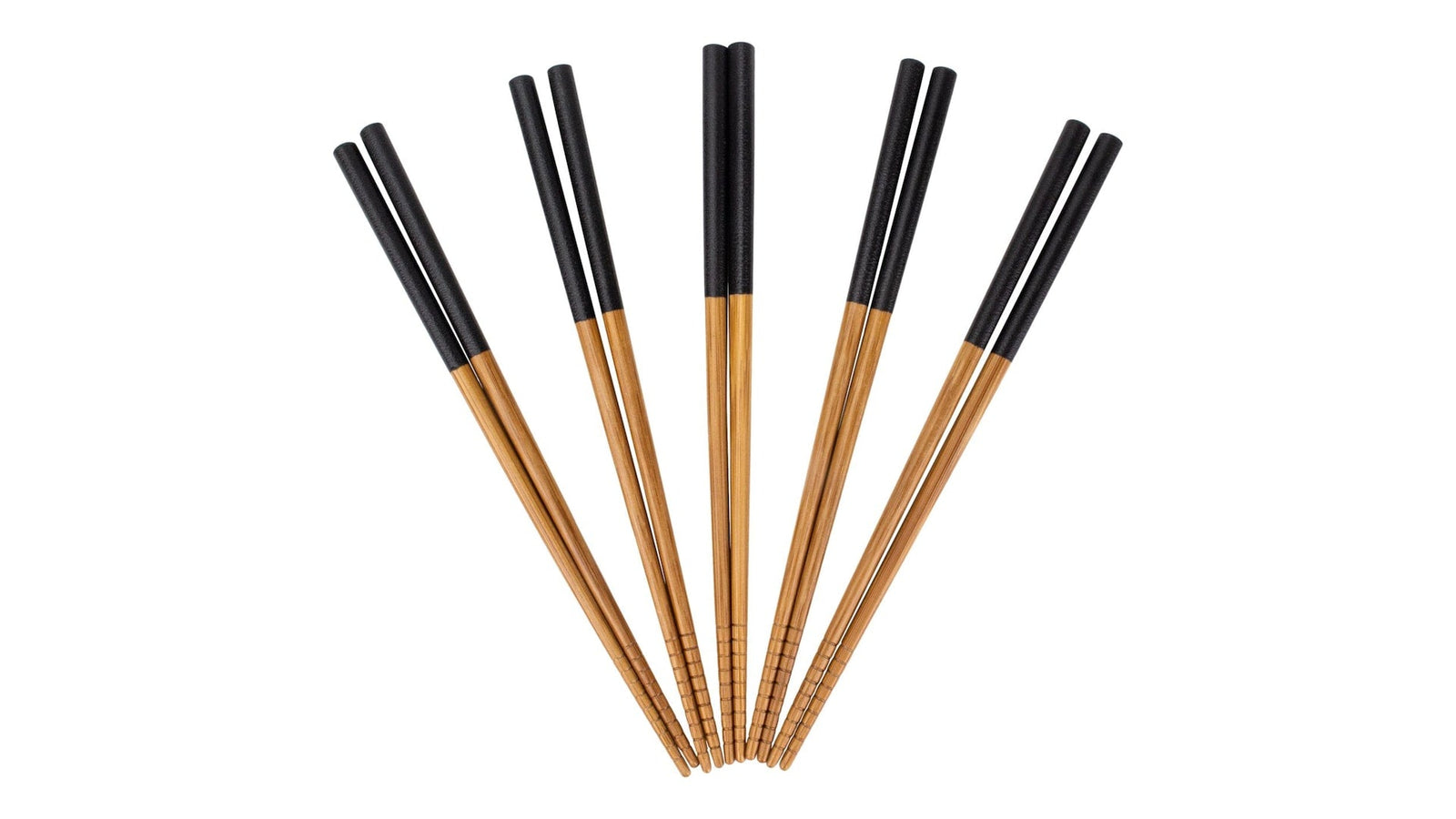 Bamboo Wood Chopsticks with Black Top, Serves 5, 10-pc S7D2 - product image 1