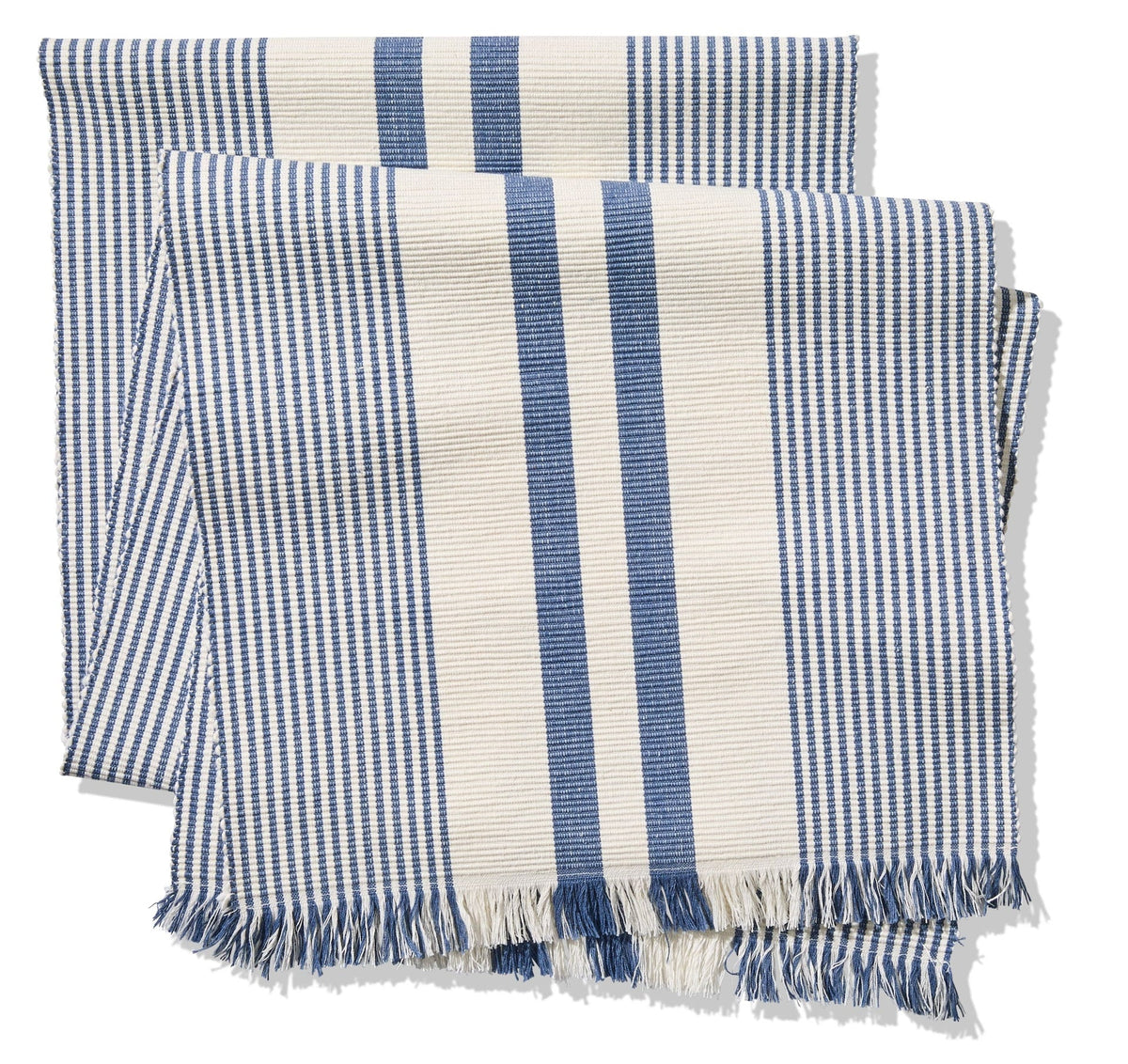 Blue Ribbed Rectangular Cotton Table Runner, 84-in x 15-in D0Y9 - product image 1