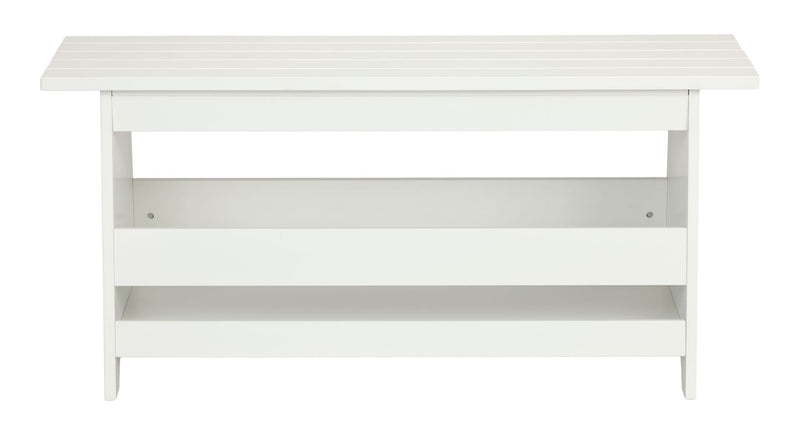 Kya Wooden Entryway Bench with Storage Rack, White M4I4
