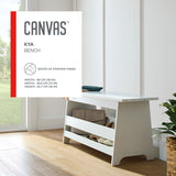 Kya Wooden Entryway Bench with Storage Rack, White M4I4 - product image 4