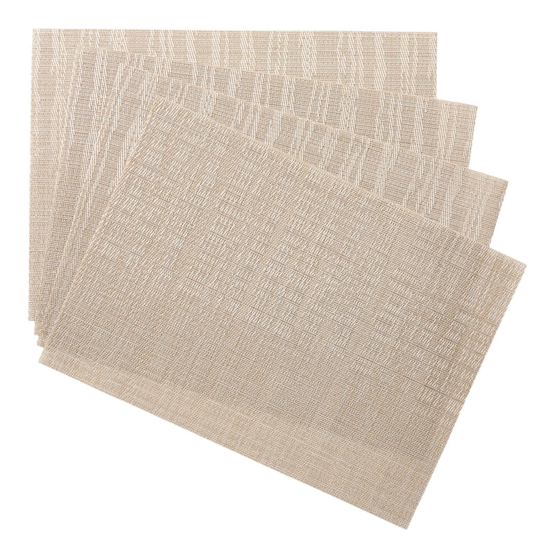 Lurex Rectangle Textilene Woven Placemat, Prosecco, 13-in x 18-in, 4-pk P8B4
