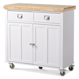 Mayfield Wood Top Kitchen Utility Storage Cart/Island With Locking Wheels, White Z9W2 - product image 1