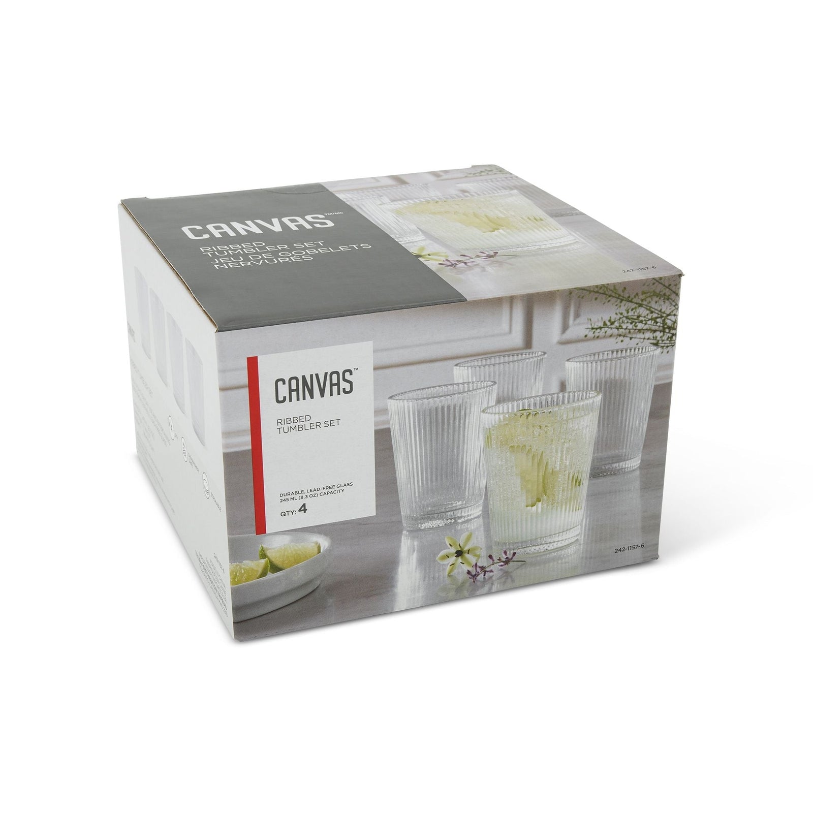 Ribbed DOF Dinner Glass Set, Lead-free, 4-pc A8H3 - product image 4
