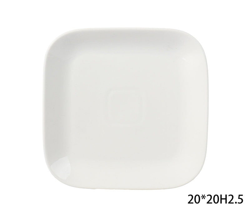 Square Stoneware Side Plate, 8-in, White H2L0