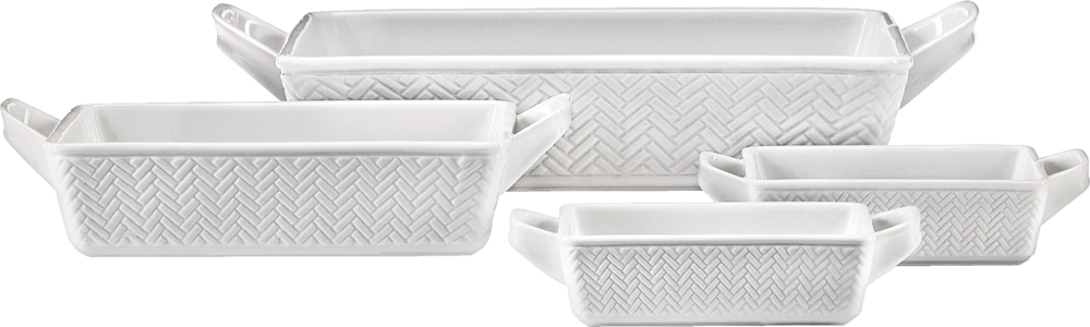 Stoneware Bakeware Set, White, Assorted Sizes, 4-pc O6F4 - product image 1