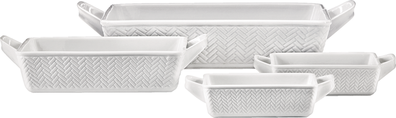 Stoneware Bakeware Set, White, Assorted Sizes, 4-pc O6F4