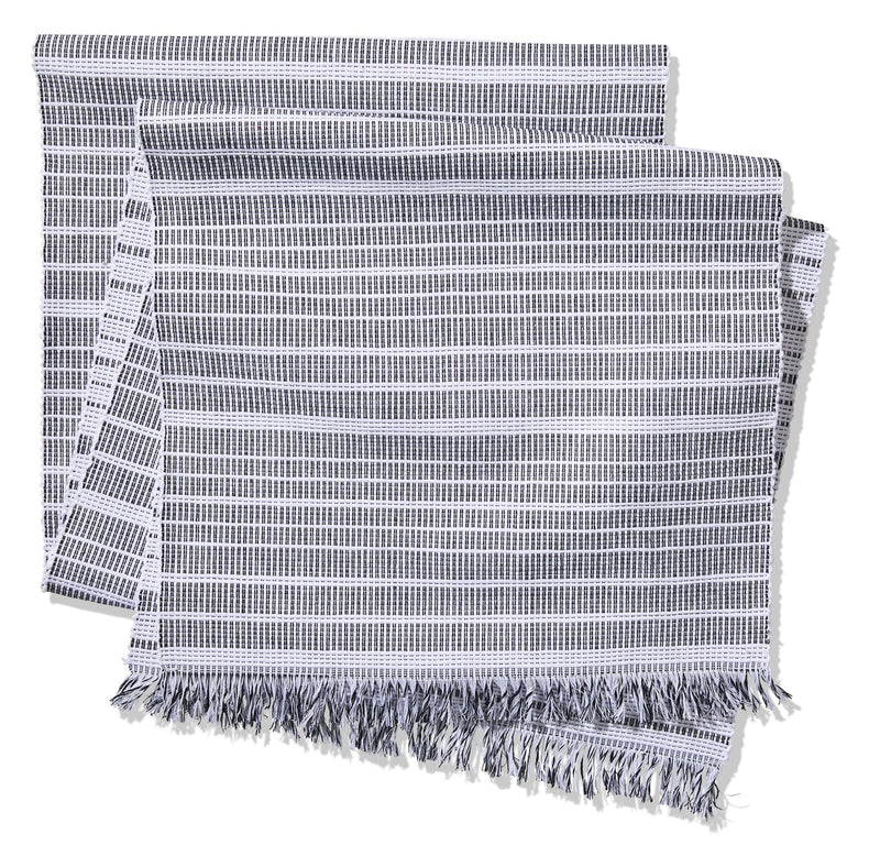 Two-Tone Ribbed Rectangular Cotton Table Runner, 84-in x 15-in P0T1