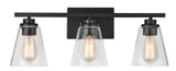 Venlaw 3-Light Vanity Light Fixture with Clear Glass Shade, Matte Black R6N7 - product image 1
