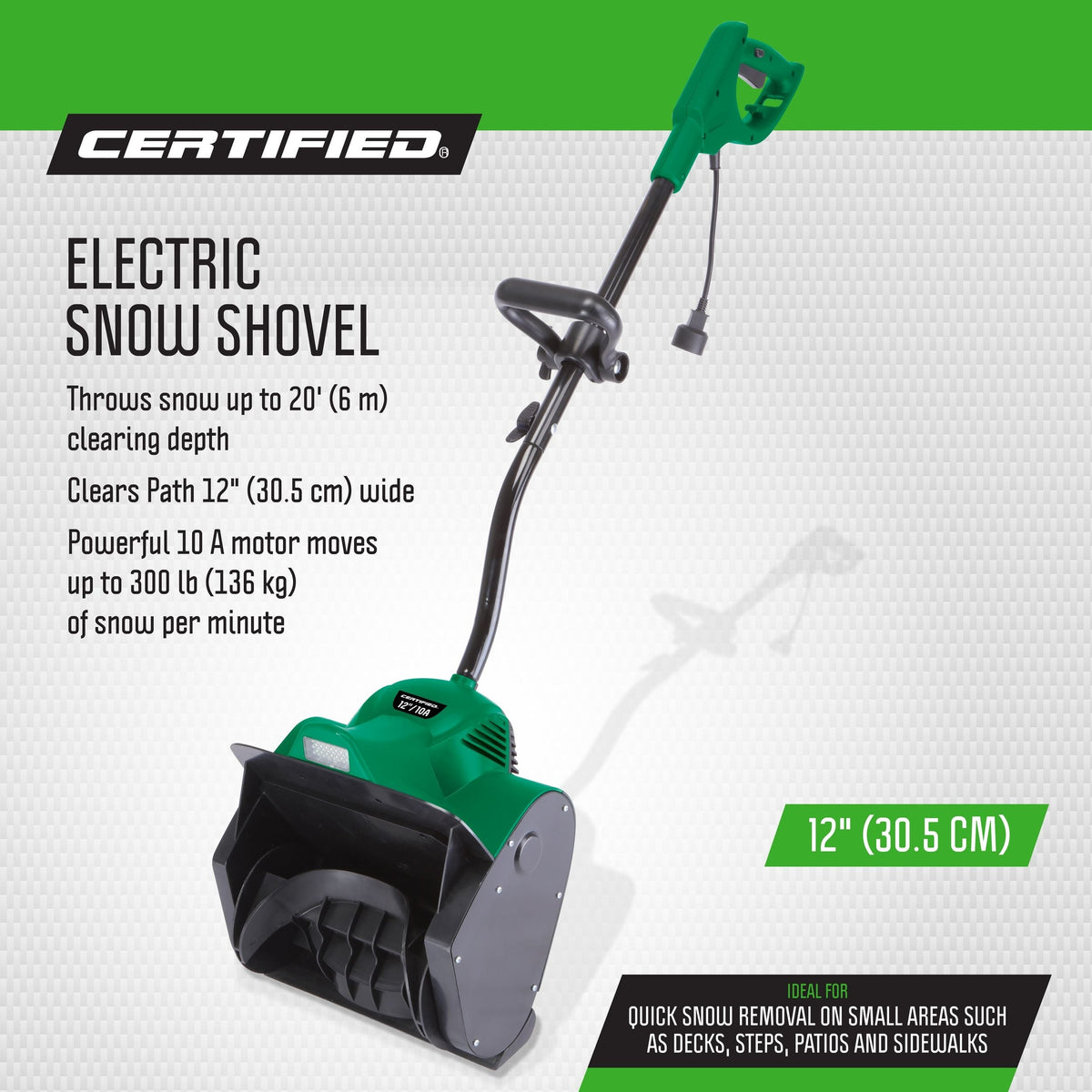 10-Amp Corded Electric Snow Shovel, 12-in M3N2 - product image 4