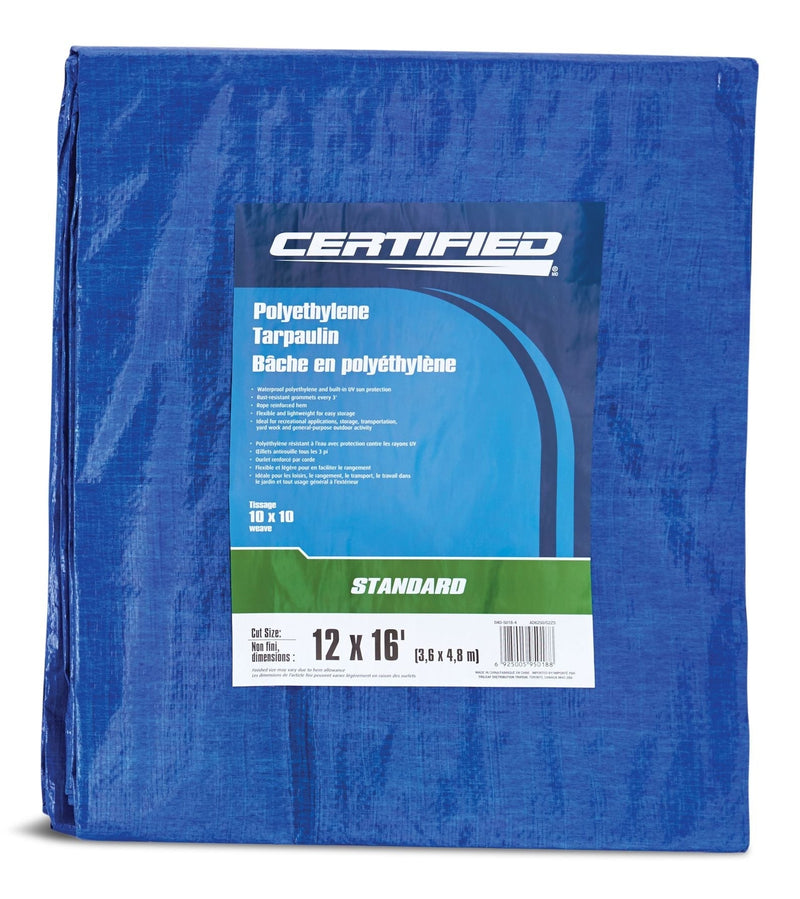 Standard Duty Poly Tarp, Waterproof, 12-ft x 16-ft M6W8