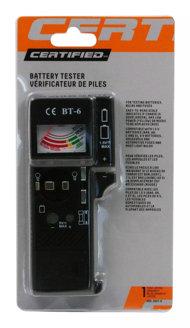 Universal Battery Tester / Checker, AAA, AA, C, D, 9V T1D2
