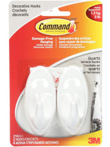 Decorative Quartz Terrace Hooks with Adhesive Strips, White, 3-lbs, 2 Strips per Pack O5S3 - product image 1
