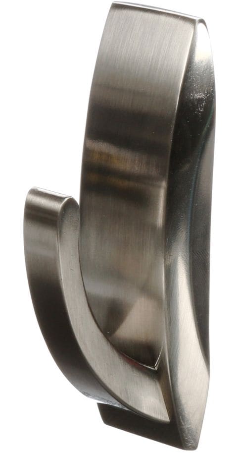 Large Elegant Decorative Metallic Hook with Adhesive Strips, Brushed Nickel, 5-lbs, 2 Strips Per Pack L0S1