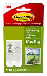 Medium Adhesive Picture Hanging Strips, White, 9-lbs, 3 Strips per Pack O1F9 - product image 1