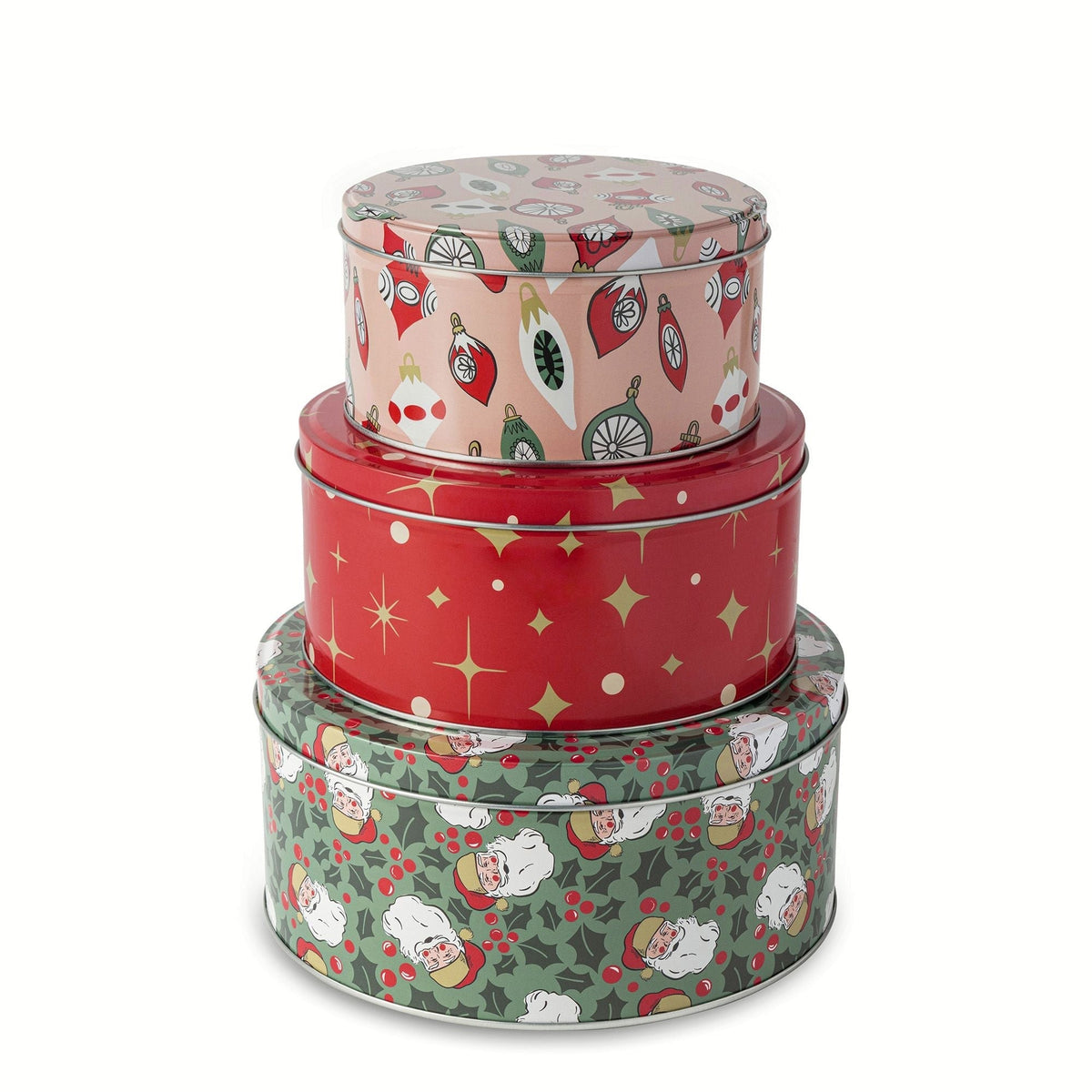 Home Retro Print Nested Storage Tin Canister Set with Lids, 3 Count W7I9 - product image 1