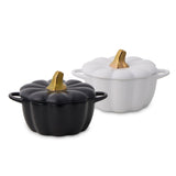 Kitchen 320-mL Black/White Ceramic Pumpkin Cocotte, 2-pk Q8V9 - product image 1