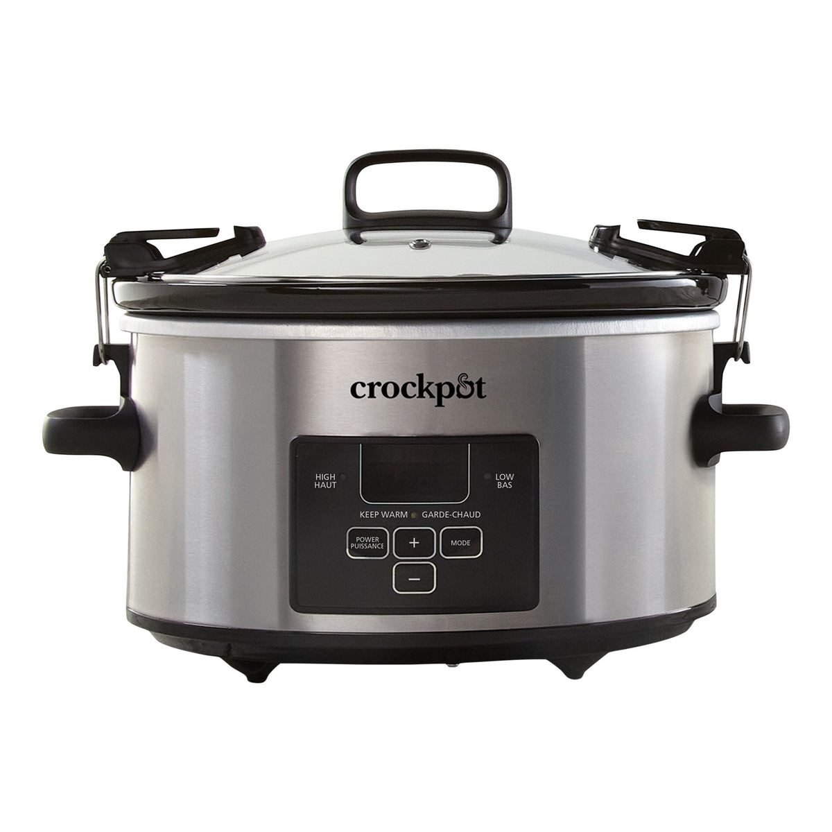 Digital Programmable Slow Cooker with Locking Lid, Feeds 4 People & More, Stainless Steel, 4-qt V4M5 - product image 1