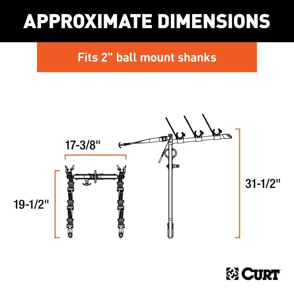 18013 Clamp-On 3-Bike Hitch Mount Bike Rack, Fits Over 2-in Receiver, Black F3A4 - product image 6