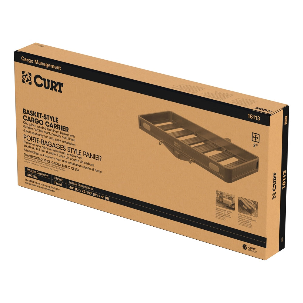 18113 Aluminum Hitch Mount Basket-Style Cargo Carrier, Fits 2-in Receivers, 49 x 22-in Q1Z9 - product image 2