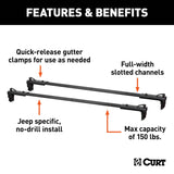 18119 Quick-Release Roof Rack Crossbars, Black Steel, Select Wrangler JK M5K2 - product image 6