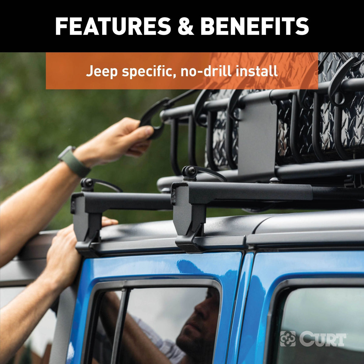 18122 Quick-Release Roof Rack Crossbars, Black Steel, Select Wrangler JK P5E6 - product image 2