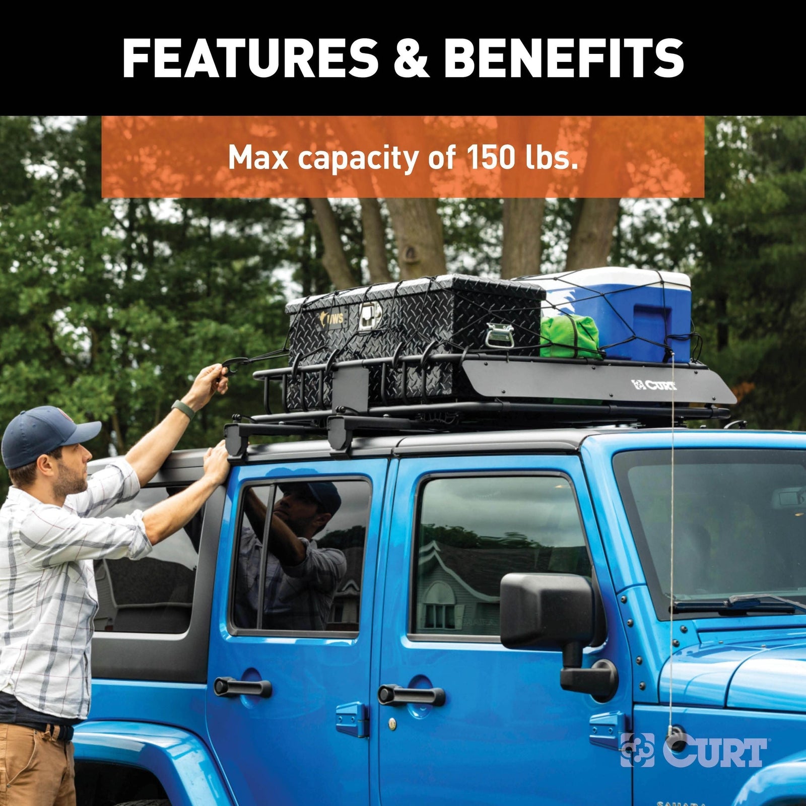 18122 Quick-Release Roof Rack Crossbars, Black Steel, Select Wrangler JK P5E6 - product image 3