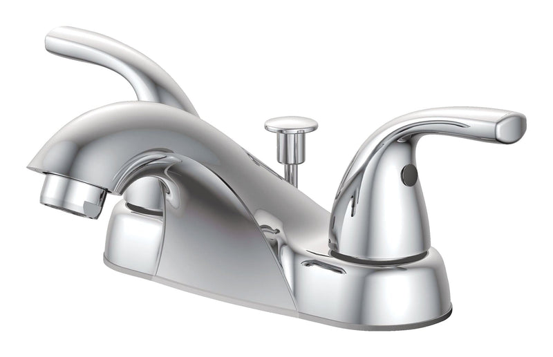 Renovate Double Handle Bathroom Sink Faucet with Pop-up Drain, 4-in Centreset, Chrome E0T6