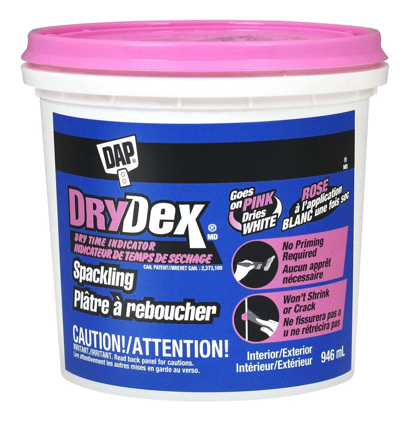 DryDex Spackling, Indoor/Outdoor Wall Hole & Crack Repair with Dry Time Indicator, 946-mL E7Q1