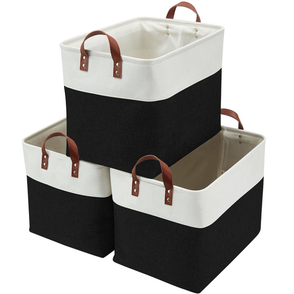 Jumbo Foldable Storage Basket, 42-L, 3-pk, Black L7B5