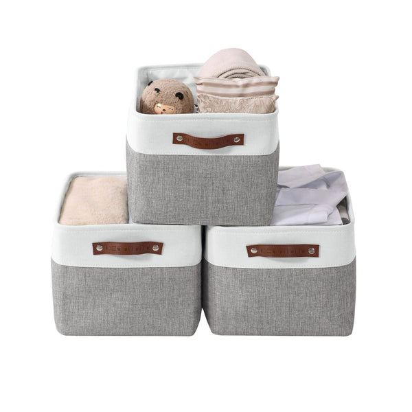 Large Soft-Sided Foldable Storage Basket, 3-pk, White B8S1