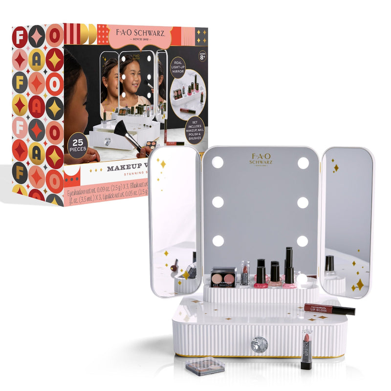 Girls Vanity Makeup Studio Low Profile, 24 Piece, White U4R5